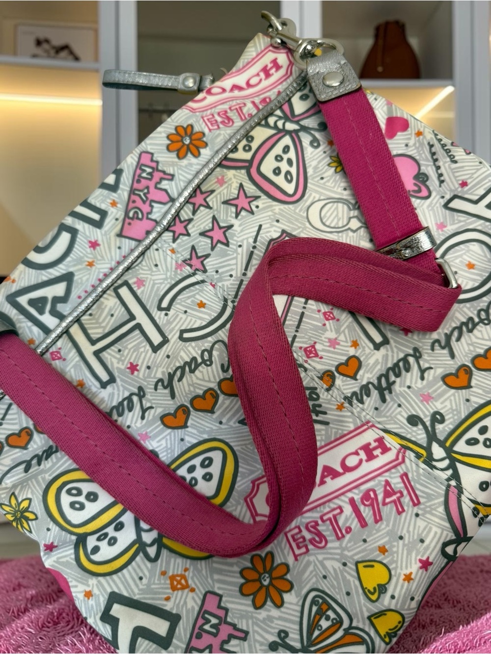 Coach Poppy Butterfly Graffiti Crossbody Bag - Rare Y2K Print - Picture 10 of 12